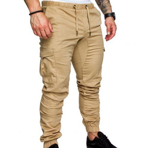 Casual Thin Breathable Tie Drawstring Long Pants Men Casual Solid Color Pockets-Cargo Pants