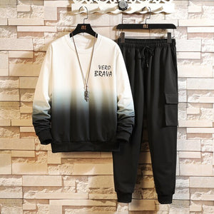 Patchwork Men's Sportswear Sets 2024 Autumn Spring Hoodies Casual Tracksuit Sweatshirt + Sweatpants Track Suit